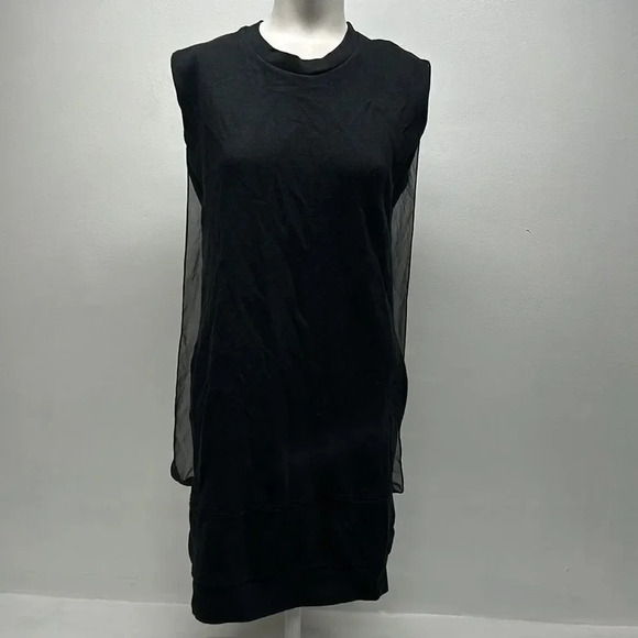 Allsaints Amatee Sweatshirt Dress Sweat Sleeveless Knee Length Black Us Size 2 - Picture 1 of 11